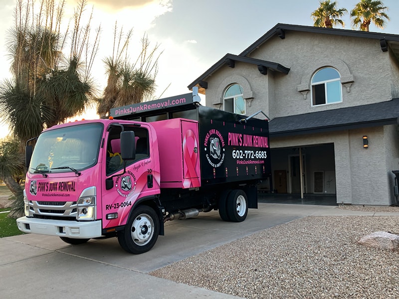Junk removal team handling a residential pickup